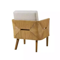 Kirklands Home Accent Chairs|Cream Natural Rattan Accent Chair White