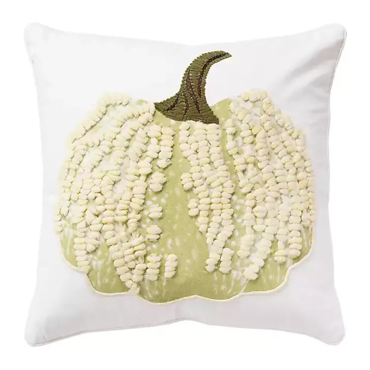 Hot Cream Pumpkin with Stem Harvest Throw Pillow Fall