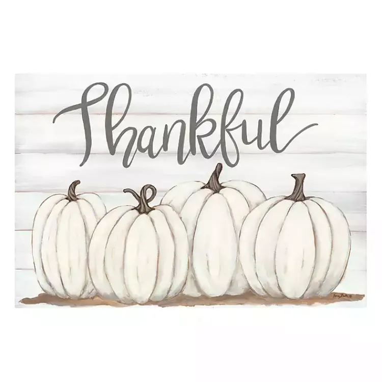 Clearance Cream Pumpkins Thankful Canvas Art Print Fall