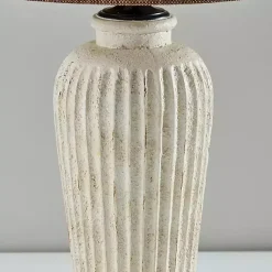 Kirklands Home Table Lamps|Cream Ribbed Ceramic Shade Table Lamp Brown