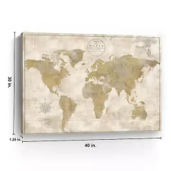 Kirklands Home Canvas Art|Cream Rustic World Map Giclee Canvas Art Print