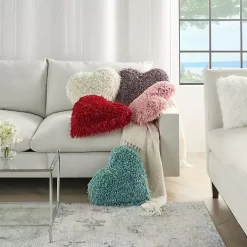 Sale Cream Shaggy Heart Shaped Pillow Valentines Day Decorations