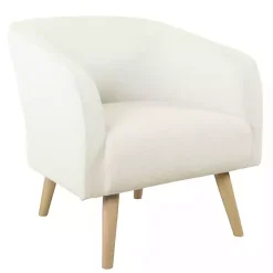 Kirklands Home Accent Chairs|Cream Sherpa Upholstered Barrel Accent Chair Ivory