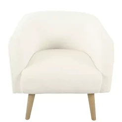 Kirklands Home Accent Chairs|Cream Sherpa Upholstered Barrel Accent Chair Ivory
