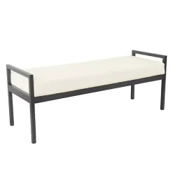 Kirklands Home Benches & Ottomans|Cream Sherpa Upholstered Metal Bench Ivory