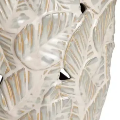 Kirklands Home Table Lamps|Cream Silver Ceramic Leaf Cutout Table Lamp White