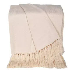 Hot Cream Simple Chevron Tassel Throw Blankets & Throws