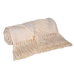 Hot Cream Simple Chevron Tassel Throw Blankets & Throws