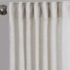 Kirklands Home Curtains & Drapes|Cream Solid Pleated Single Curtain Panel, 84 in. White