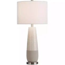 Kirklands Home Table Lamps|Cream Speckled Two Tone Table Lamp White