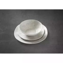 Kirklands Home Dinnerware|Cream Terrazzo 12-pc. Melamine Dinnerware Set Ivory