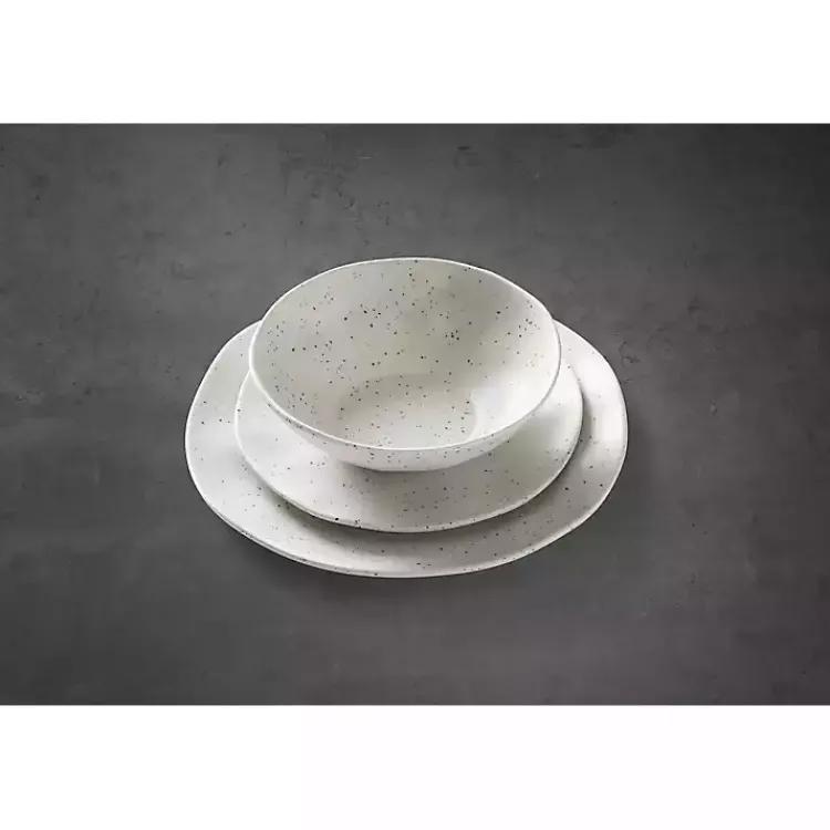 Kirklands Home Dinnerware|Cream Terrazzo 12-pc. Melamine Dinnerware Set Ivory