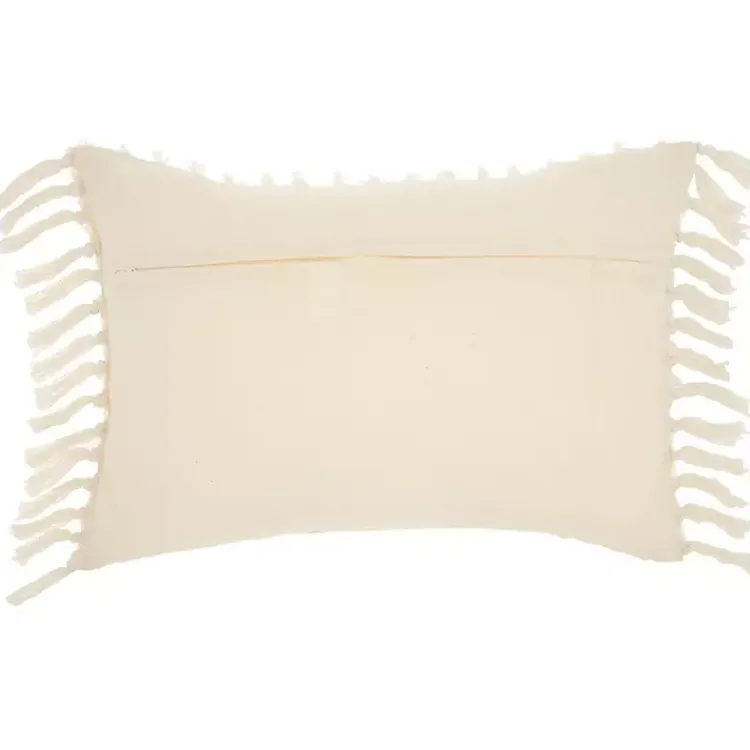 Clearance Cream Textured Poms Lumbar Pillow Pillows