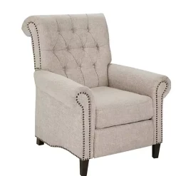 Kirklands Home Accent Chairs|Cream Tufted Back Nailhead Trim Recliner Armchair Ivory