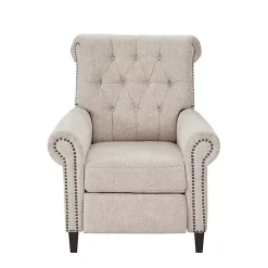 Kirklands Home Accent Chairs|Cream Tufted Back Nailhead Trim Recliner Armchair Ivory