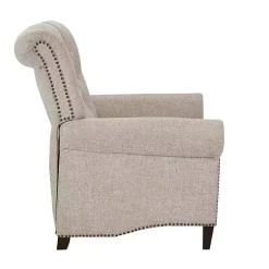 Kirklands Home Accent Chairs|Cream Tufted Back Nailhead Trim Recliner Armchair Ivory