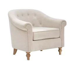 Kirklands Home Accent Chairs|Cream Tufted Farmhouse Accent Chair White
