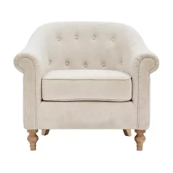Kirklands Home Accent Chairs|Cream Tufted Farmhouse Accent Chair White