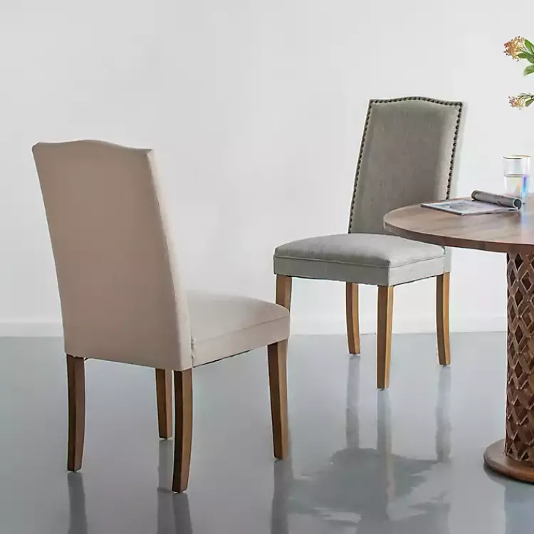 Kirklands Home Dining Chairs|Cream Upholstered Armless Dining Chairs, Set of 2 Ivory