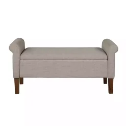 Kirklands Home Benches & Ottomans|Cream Upholstered Aubrey Storage Bench Tan