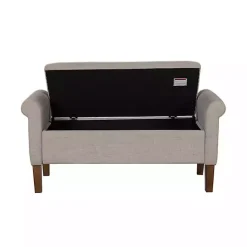 Kirklands Home Benches & Ottomans|Cream Upholstered Aubrey Storage Bench Tan
