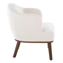 Kirklands Home Accent Chairs|Cream Upholstered Midcentury Modern Accent Chair Ivory