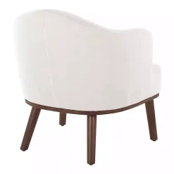 Kirklands Home Accent Chairs|Cream Upholstered Midcentury Modern Accent Chair Ivory