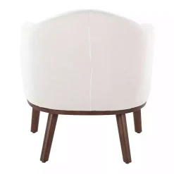 Kirklands Home Accent Chairs|Cream Upholstered Midcentury Modern Accent Chair Ivory