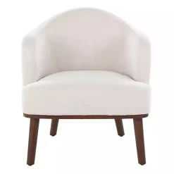 Kirklands Home Accent Chairs|Cream Upholstered Midcentury Modern Accent Chair Ivory