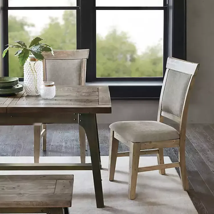 Kirklands Home Dining Chairs|Cream Upholstered Rustic Dining Chairs, Set of 2 Tan