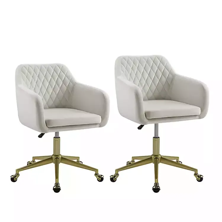 Kirklands Home Office Furniture|Cream Upholstered Tufted Swivel Office Chair Ivory