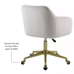 Kirklands Home Office Furniture|Cream Upholstered Tufted Swivel Office Chair Ivory