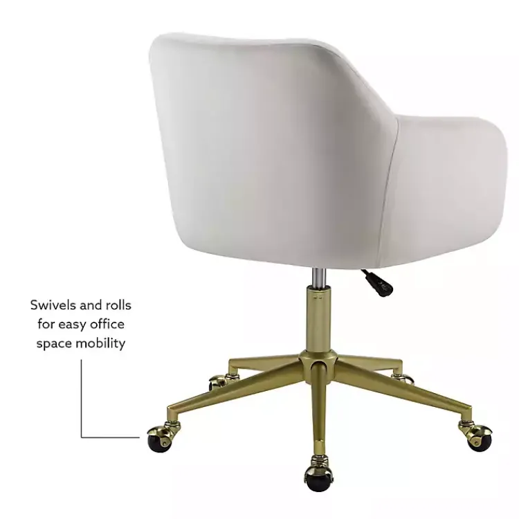 Kirklands Home Office Furniture|Cream Upholstered Tufted Swivel Office Chair Ivory