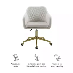 Kirklands Home Office Furniture|Cream Upholstered Tufted Swivel Office Chair Ivory