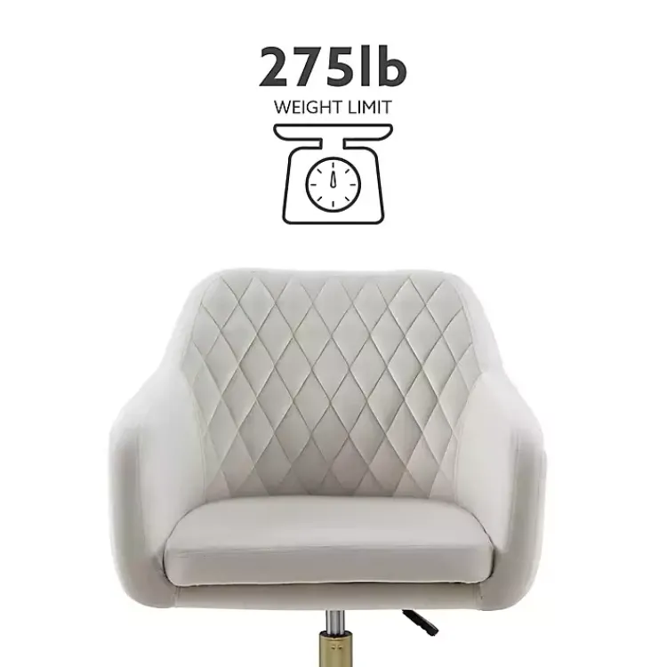 Kirklands Home Office Furniture|Cream Upholstered Tufted Swivel Office Chair Ivory