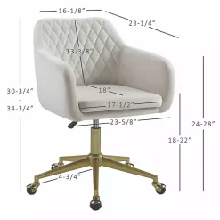 Kirklands Home Office Furniture|Cream Upholstered Tufted Swivel Office Chair Ivory