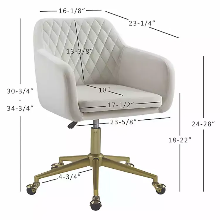 Kirklands Home Office Furniture|Cream Upholstered Tufted Swivel Office Chair Ivory