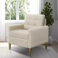 Kirklands Home Accent Chairs|Cream Upholstered Tufted Dani Accent Chair White