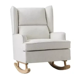 Kirklands Home Accent Chairs|Cream Upholstered Wingback Rocking Chair Ivory