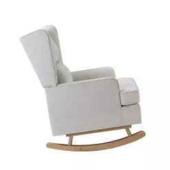 Kirklands Home Accent Chairs|Cream Upholstered Wingback Rocking Chair Ivory