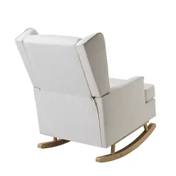 Kirklands Home Accent Chairs|Cream Upholstered Wingback Rocking Chair Ivory