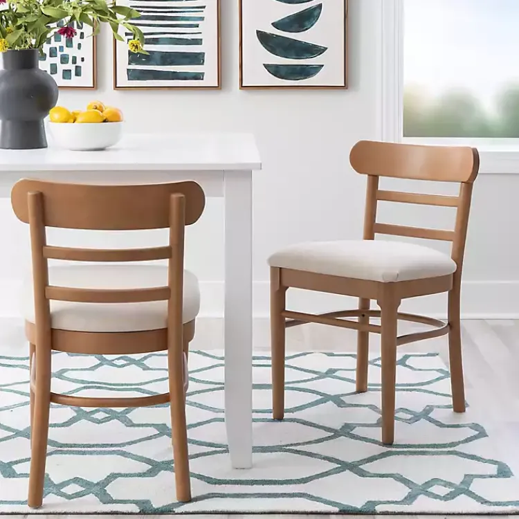 Kirklands Home Dining Chairs|Cream Upholstered Wood Dining Chairs, Set of 2 White