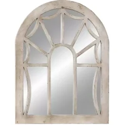 Kirklands Home Decorative Mirrors|Cream Vintage Fir Wood Arch Framed Mirror