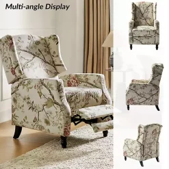 Kirklands Home Accent Chairs|Cream Vintage Floral Reclining Armchair