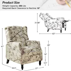 Kirklands Home Accent Chairs|Cream Vintage Floral Reclining Armchair