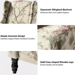 Kirklands Home Accent Chairs|Cream Vintage Floral Reclining Armchair