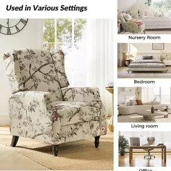 Kirklands Home Accent Chairs|Cream Vintage Floral Reclining Armchair