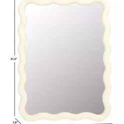 Kirklands Home Decorative Mirrors|Cream Wavy Izara Wall Mirror