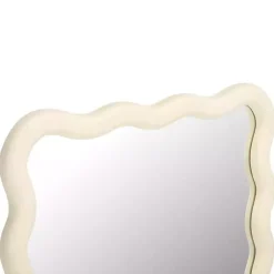 Kirklands Home Decorative Mirrors|Cream Wavy Izara Wall Mirror