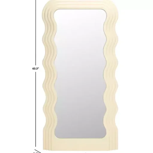 Kirklands Home Full Length & Floor Mirrors|Cream Wavy Mayha Leaner Mirror White